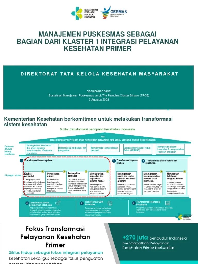 Manajemen Puskesmas Sebagai Bagian Dari Klaster 1 Integrasi Pelayanan ...