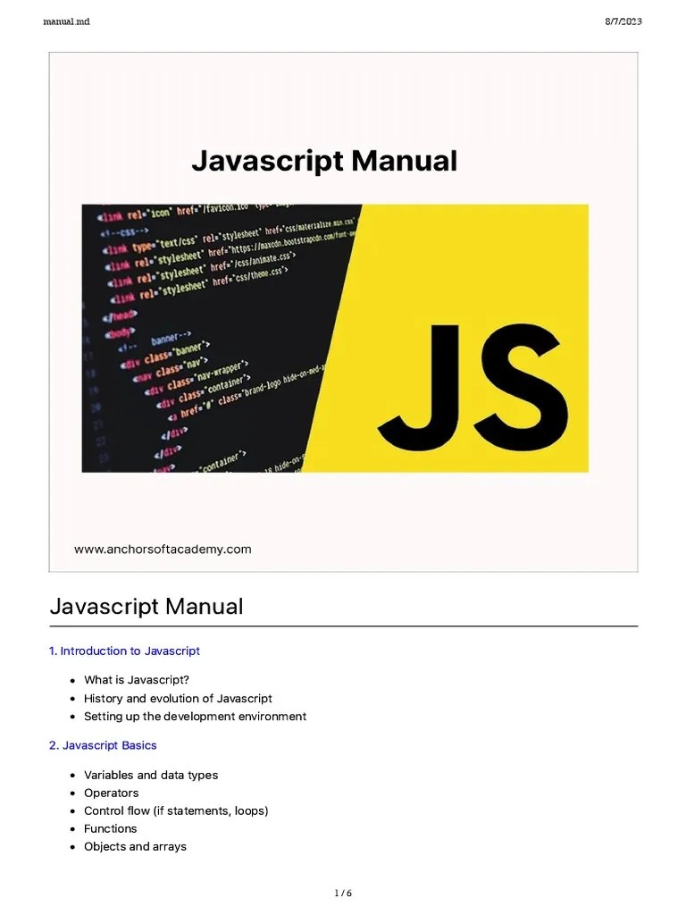 Javascript Manual | PDF | Java Script | Data Type