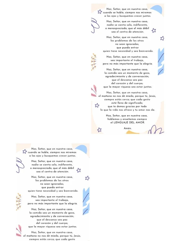 Oracion De La Familia | PDF