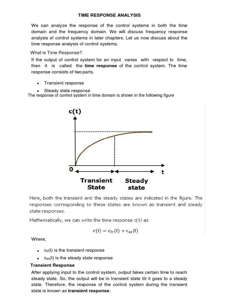 BE EE 8th Sem TIME RESPONSE ANALYSIS First Order System By Kanchan ...