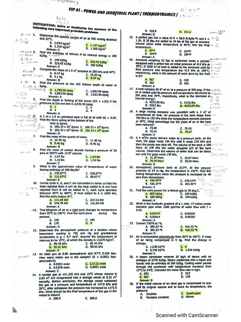 Thermodynamics Problem Solving. | PDF