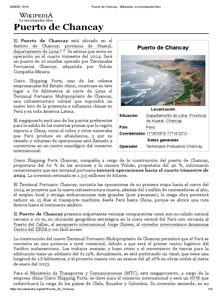 Puerto De Chancay - Wikipedia, La Enciclopedia Libre | PDF
