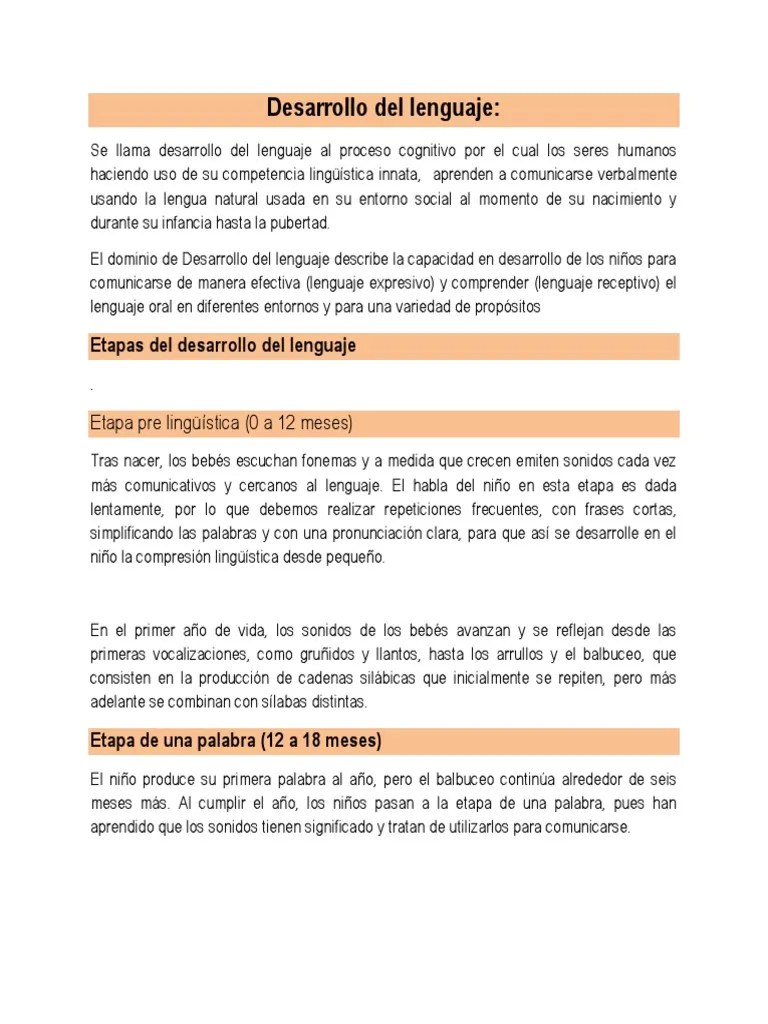Desarrollo Del Lenguaje | PDF