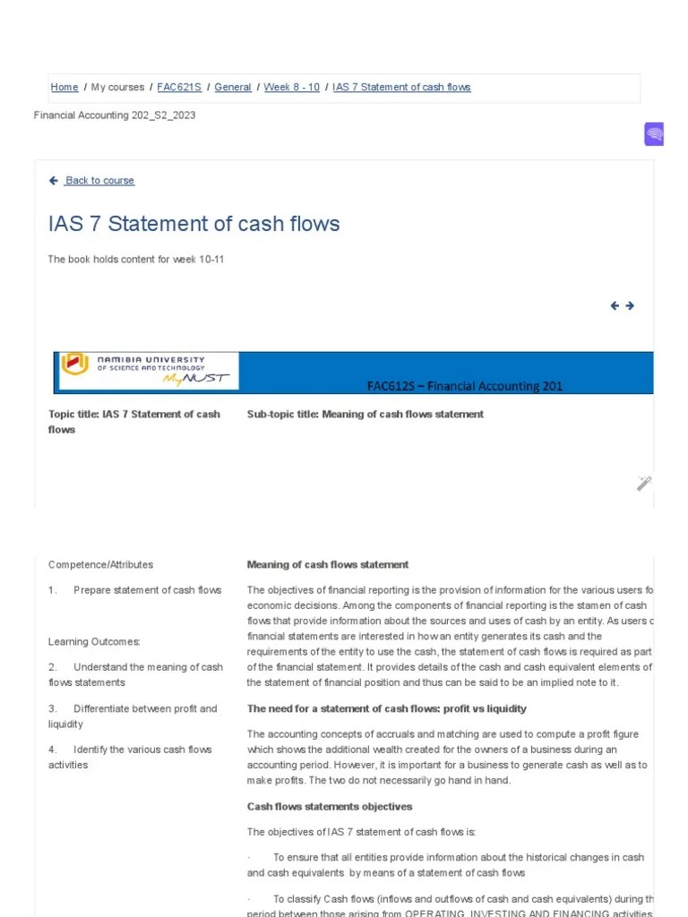 IAS 7 Statement Of Cash Flows - Meaning Of Cash Flow Statements | PDF ...