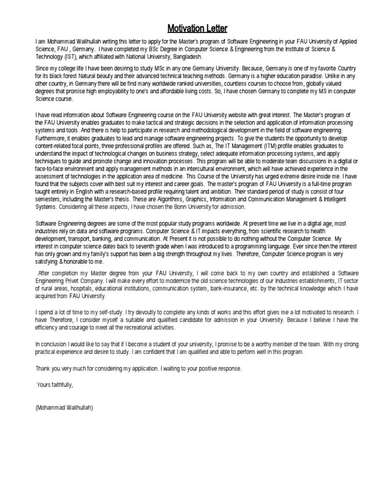 Motivation Letter | PDF | Science | Engineering