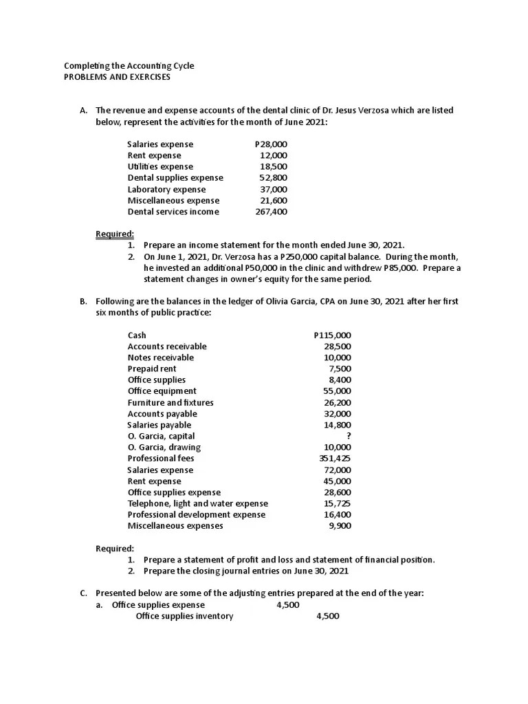 05 Completing The Accounting Cycle PROBLEMS | PDF | Expense | Debits ...