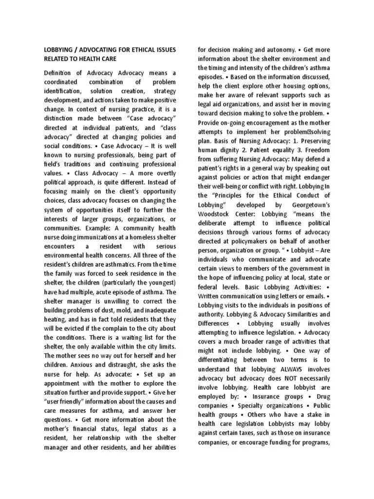 LOBBYING | PDF | Nursing | Advocacy