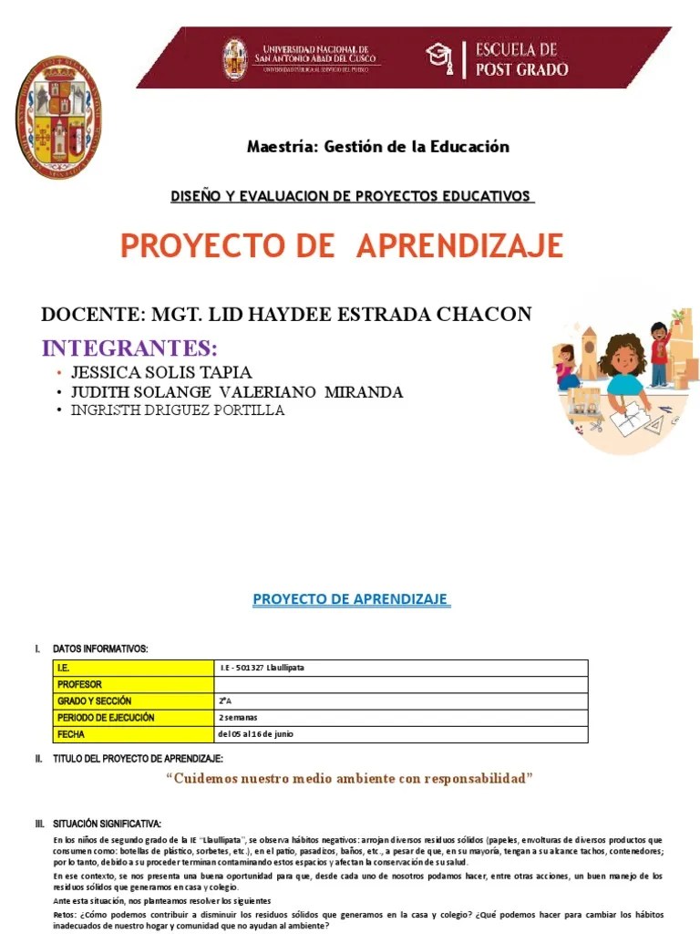 Grupo 7 Proyecto De Aprendizaje M | PDF