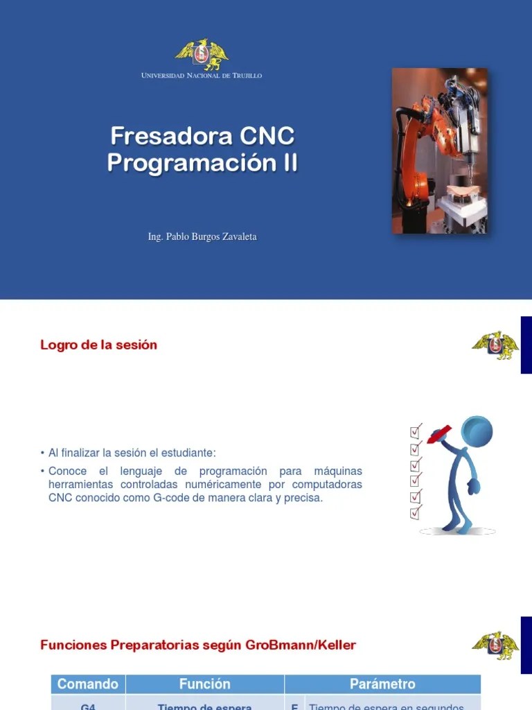Sesión 08 Fresadora CNC Programación II | PDF | Control Numerico | Perforar