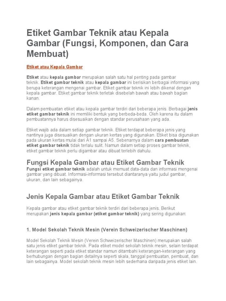 Etiket Gambar Teknik | PDF