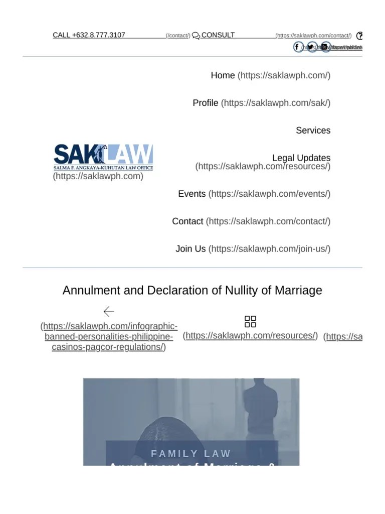 Annulment And Declaration Of Nullity Of Marriage - SAKLAW | PDF | Annulment | Common Law