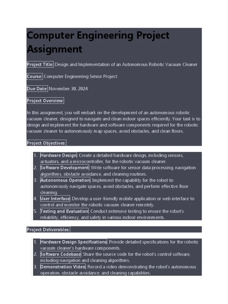 Computer Engineering Project Assignment | PDF | Robotics | Software