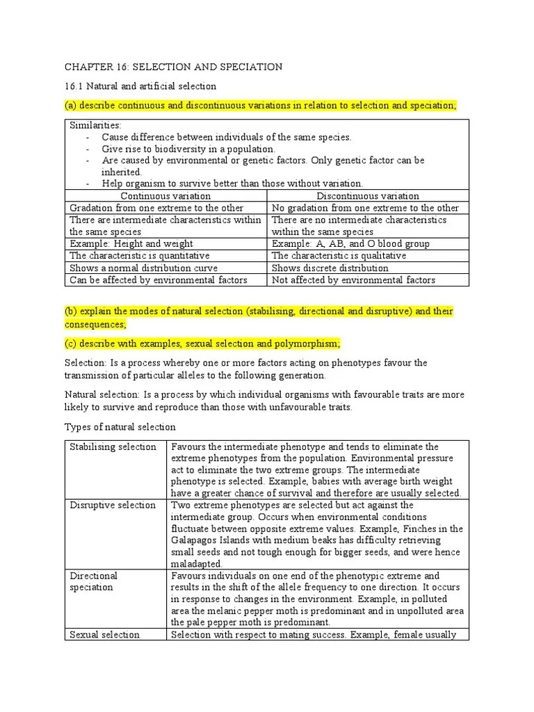 Bio Notes S3 CHP 16 | PDF