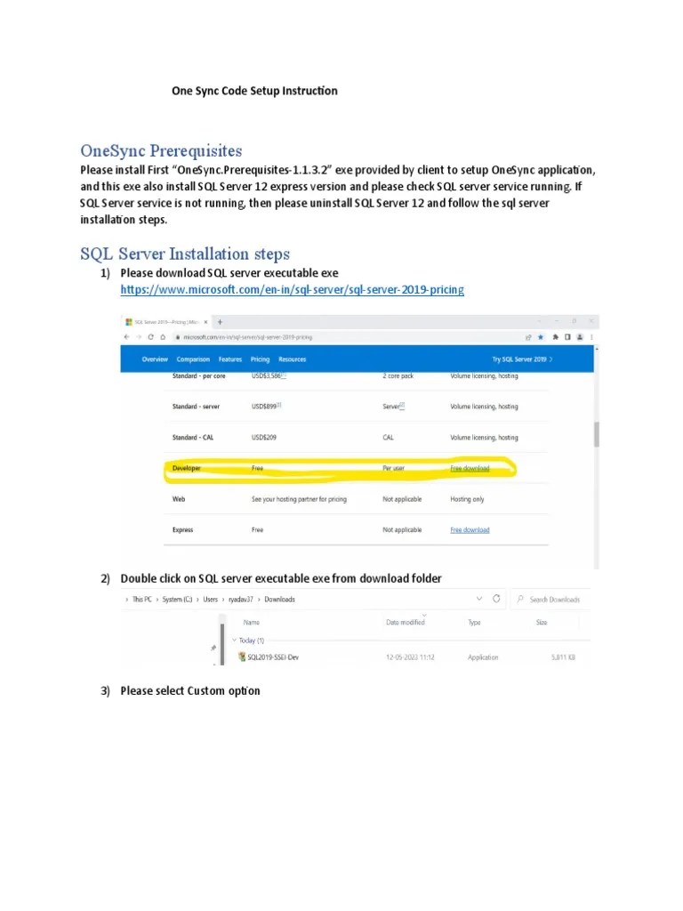 SQL Server Installtion And OneSync Code Setup Guide (E) | PDF ...