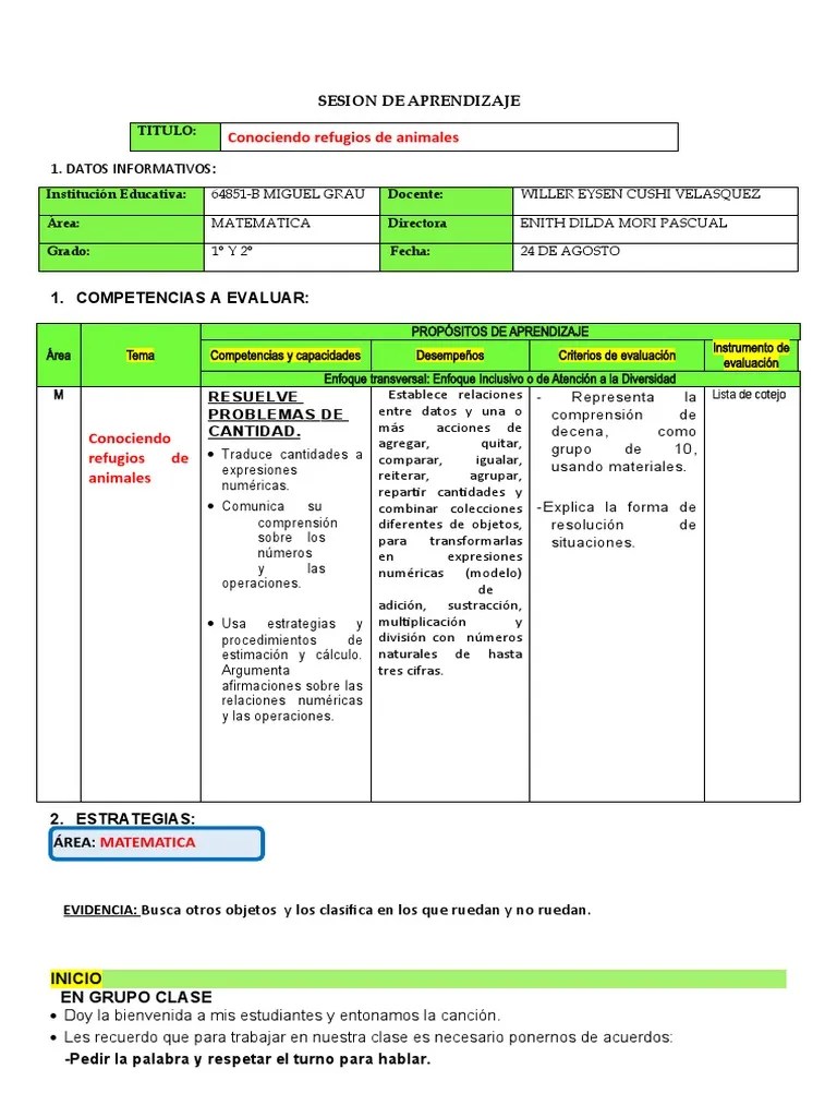 SESION 09 DE AGOSTO 2023 1° Y 2° Matematica 22 De Agosto | PDF ...