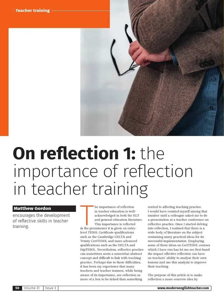 The Importance Of Reflection In Teacher Training | Download Free PDF ...