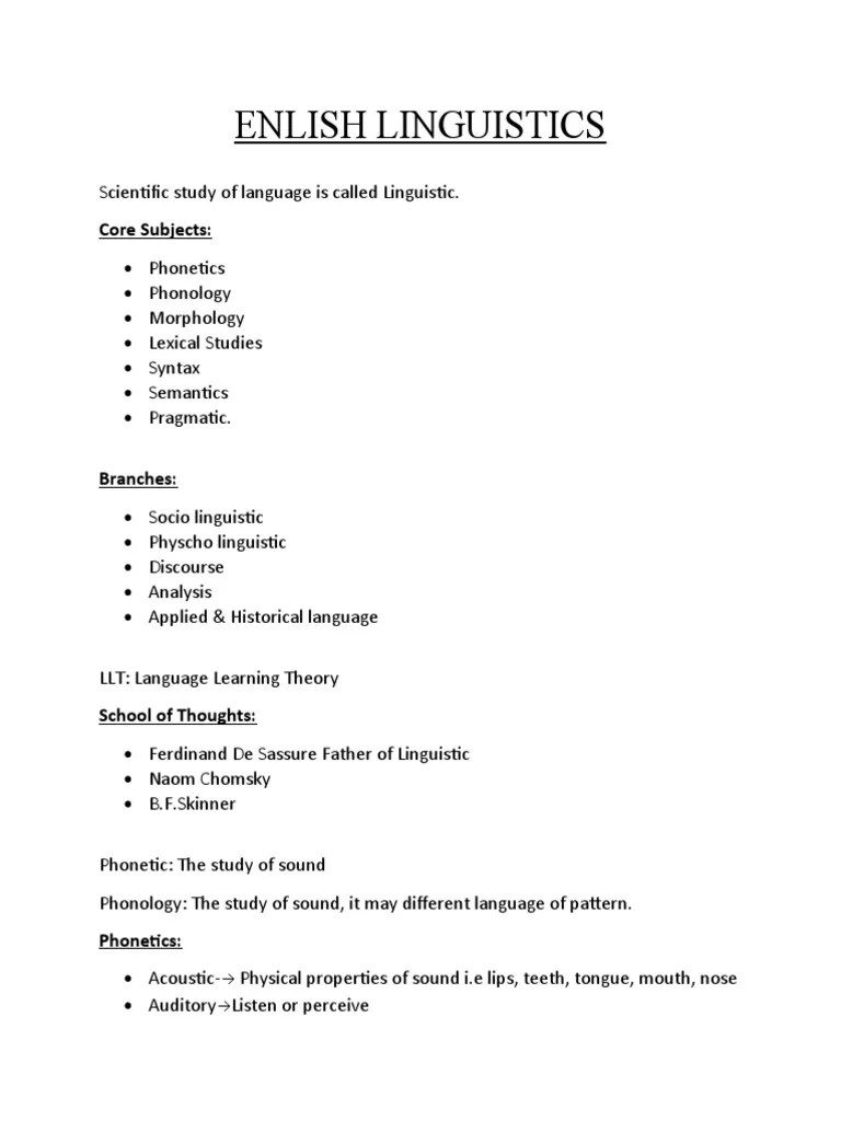 Enlish Linguistics | PDF