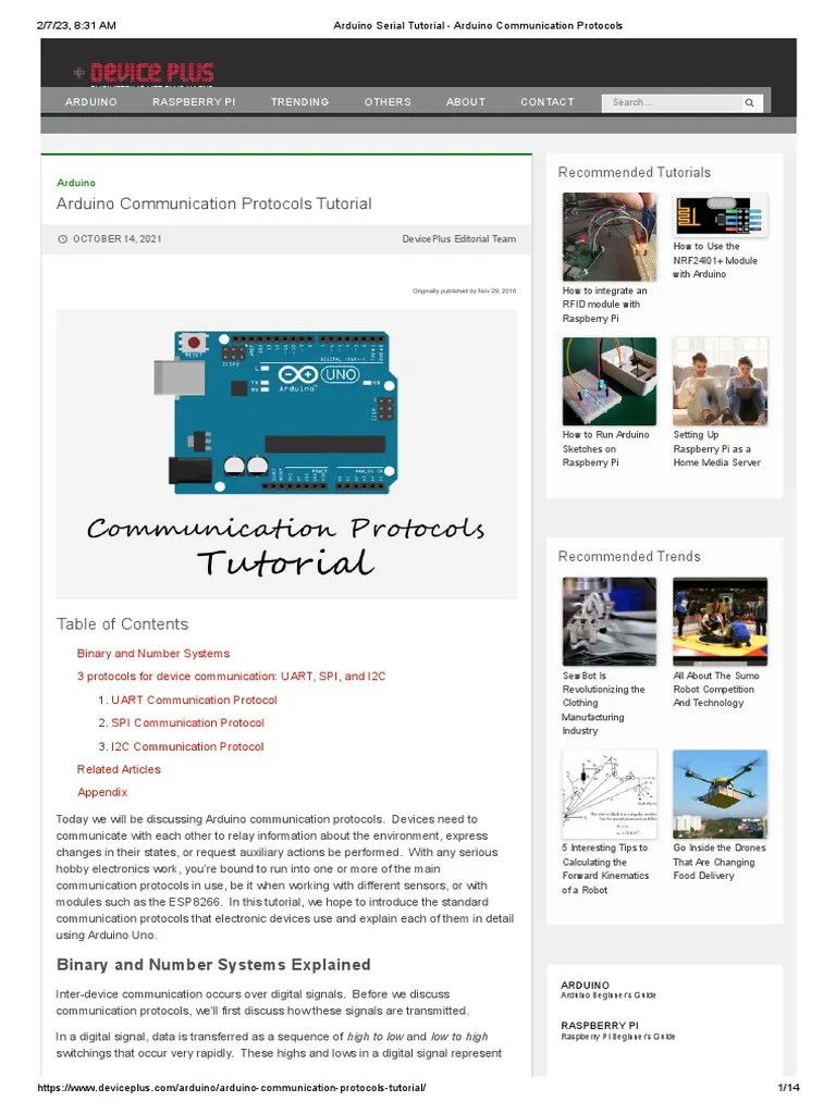 Arduino Communication Protocols | PDF
