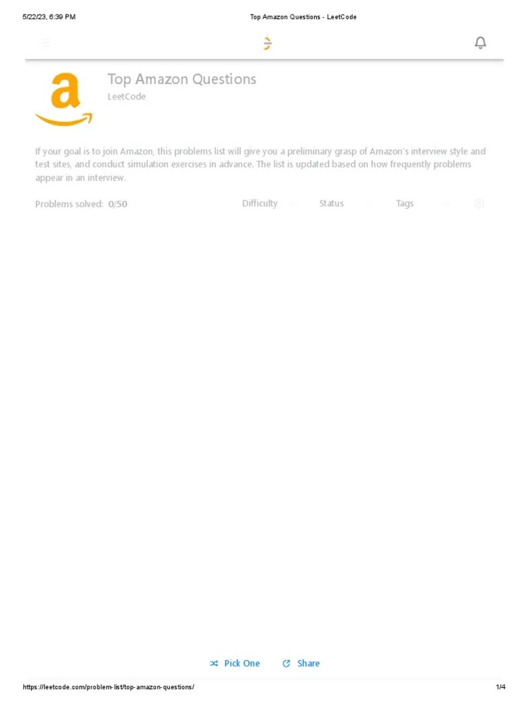Top Amazon Questions - LeetCode | PDF