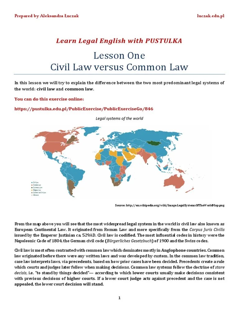 1 Common Law V Civil Law | PDF