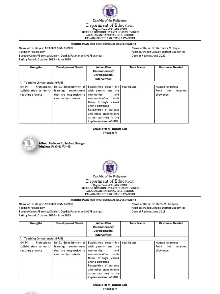 School Plan For Professional Development Pdf