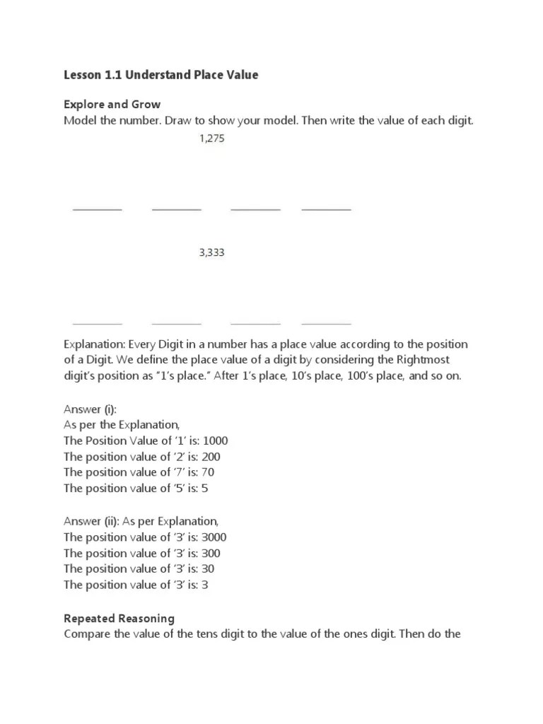 Grade4-Lesson 1 PlaceValue | PDF | Saturn | Jupiter