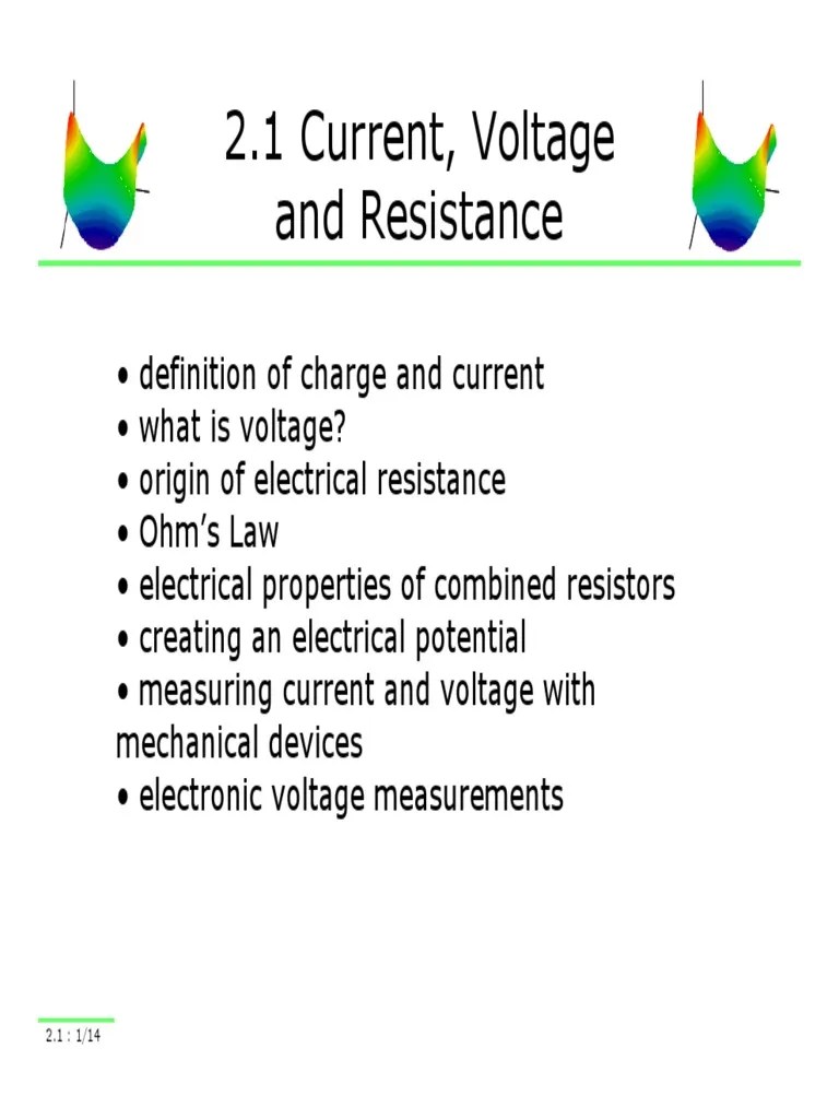 2.1 Current Voltage Resistance | PDF | Electrical Resistivity And ...