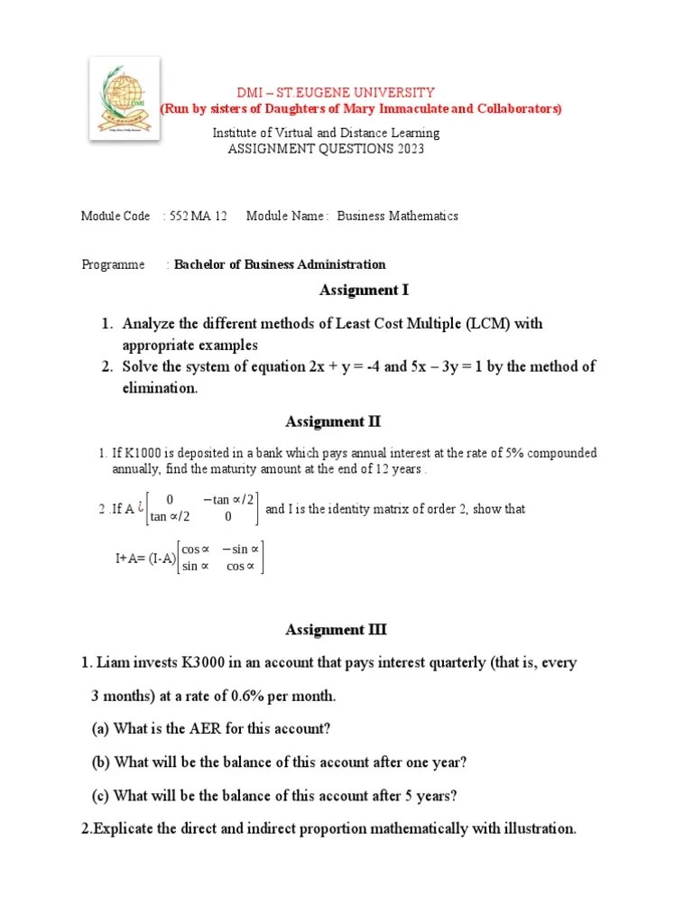 Bba Business Mathematics | PDF