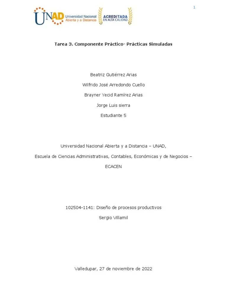 Tarea 3. Componente Práctico - Prácticas Simuladas | PDF
