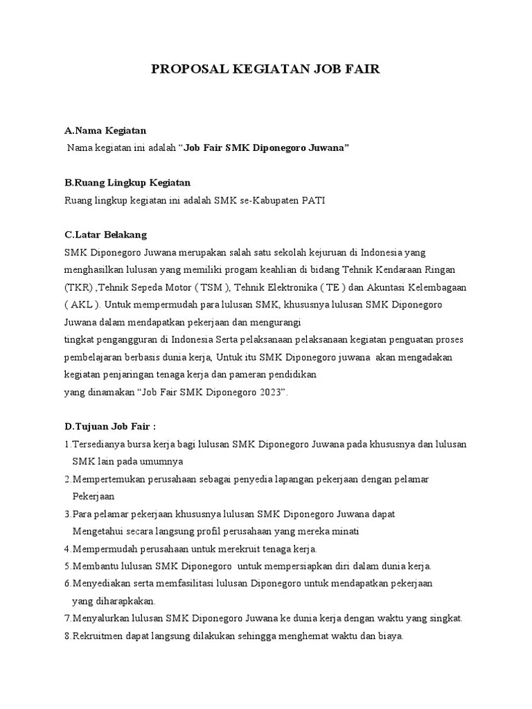 PROPOSAL KEGIATAN Job Fair | PDF
