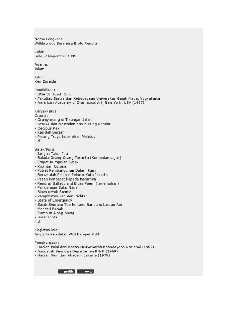 Puisi Karya Ws Rendra Tentang Agama