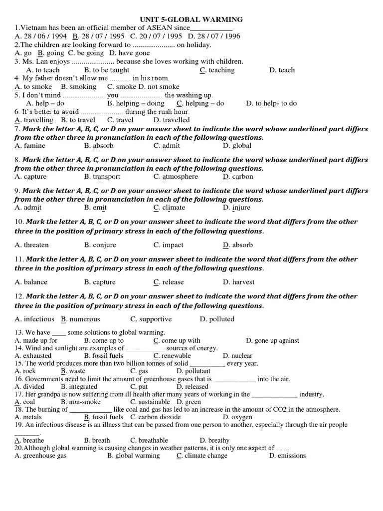 Unit 5-Global Warming | PDF