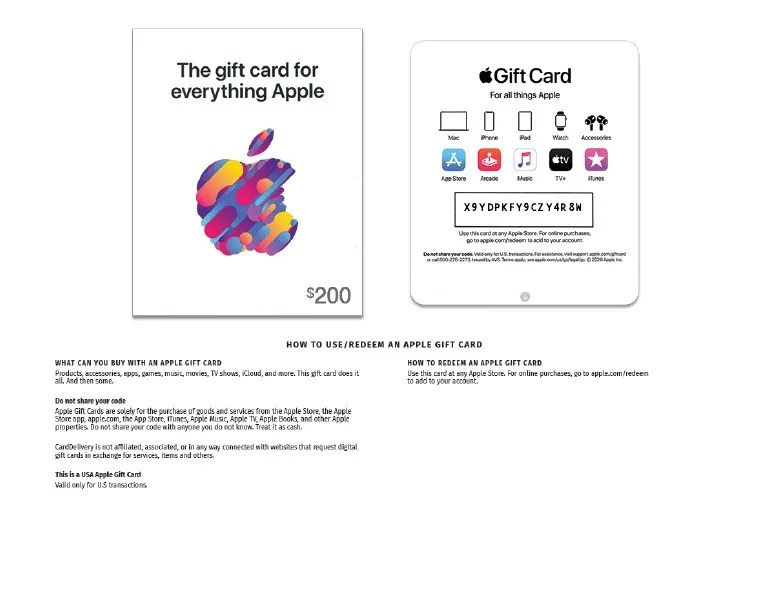 $200 USA Apple Gift Card | PDF