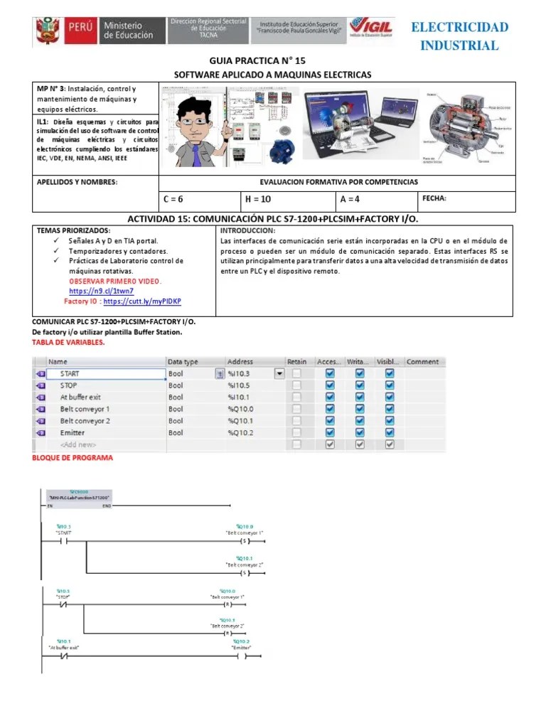 15-Practica - Comunicacion PLC 1200+plcsim+factory Io | PDF | Controlador Lógico Programable ...