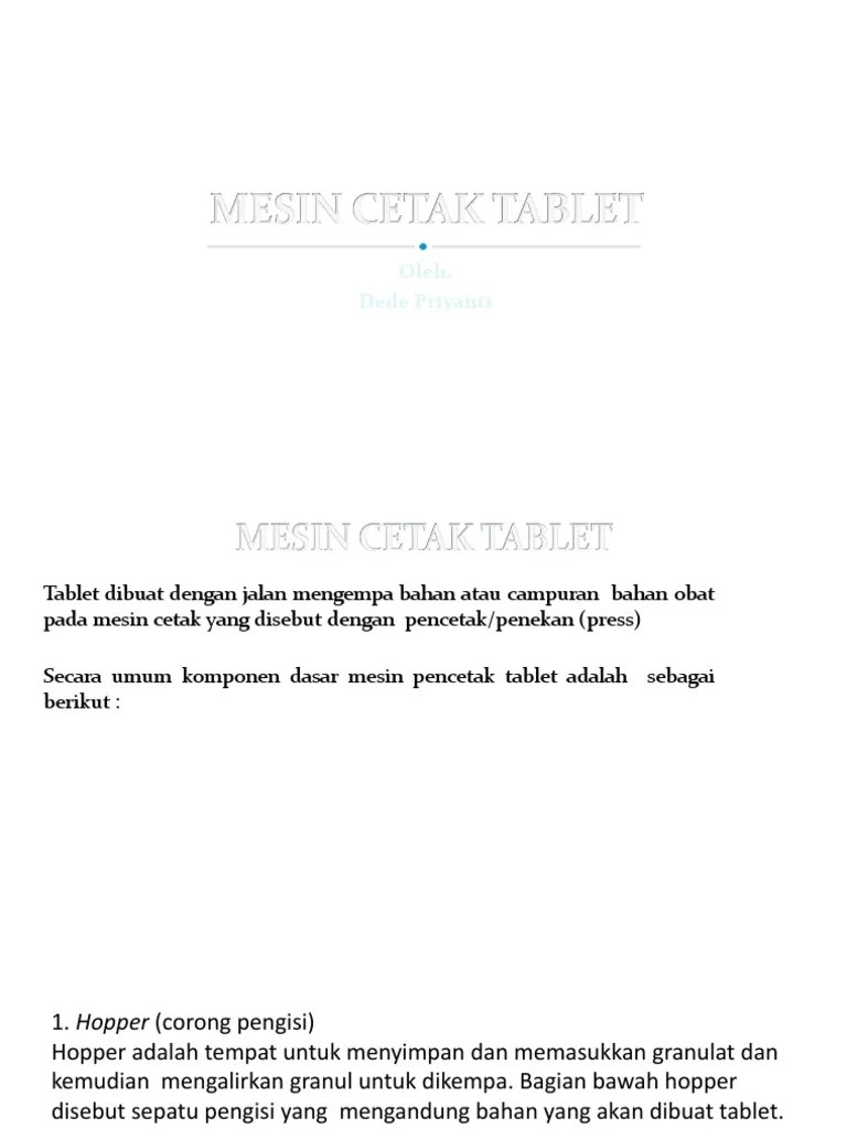 Mesin Cetak Tablet | PDF