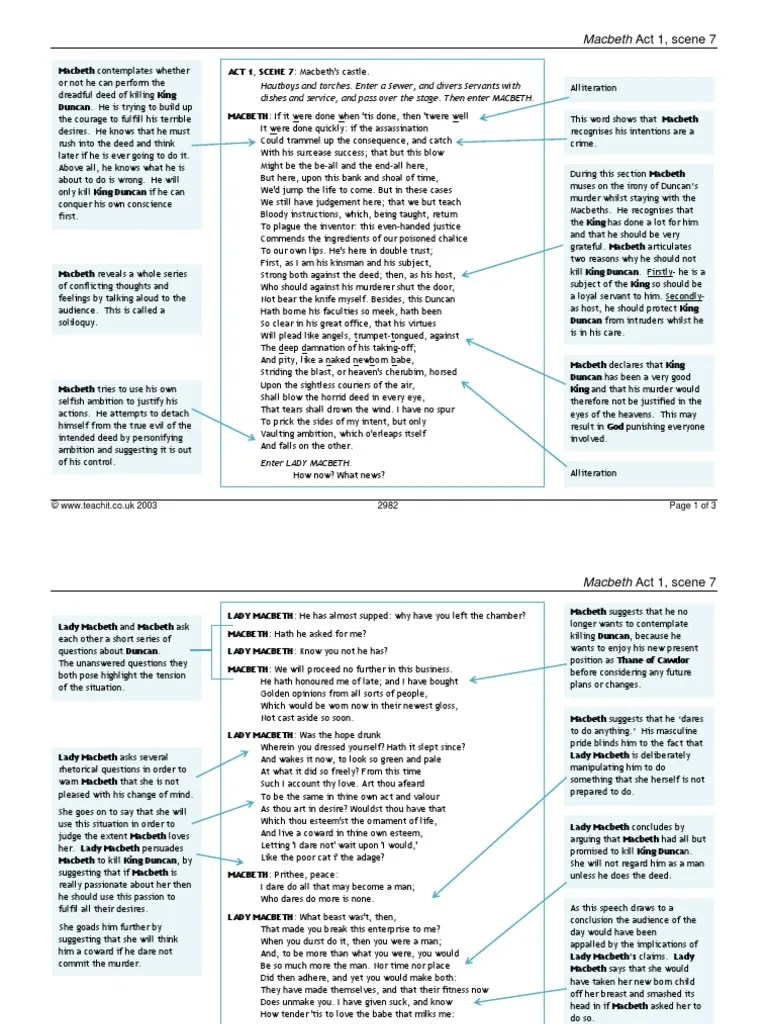 2982 Macbeth Act 1 Scene 7 Teachit | PDF | Macbeth