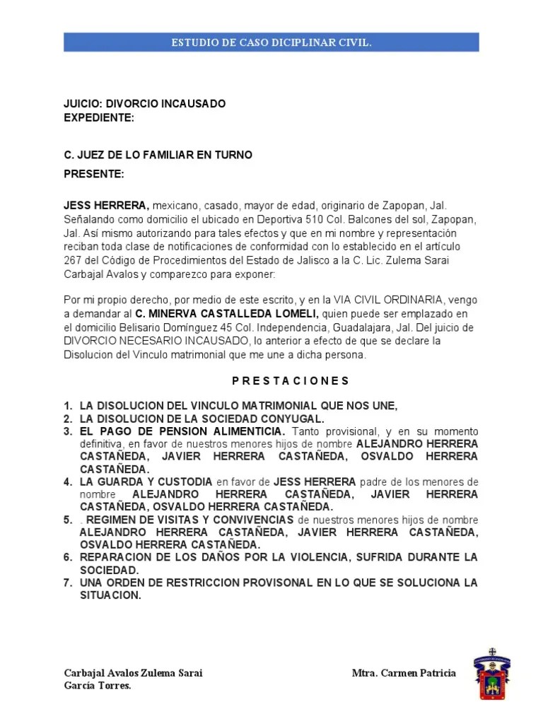 Demanda De Divorcio Incausado. | PDF