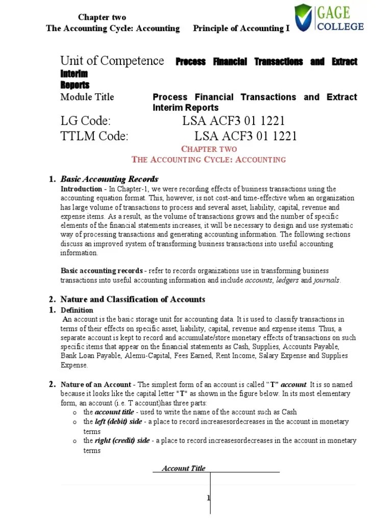 Chapter 2the Accounting Cycle Accounting | PDF | Debits And Credits ...