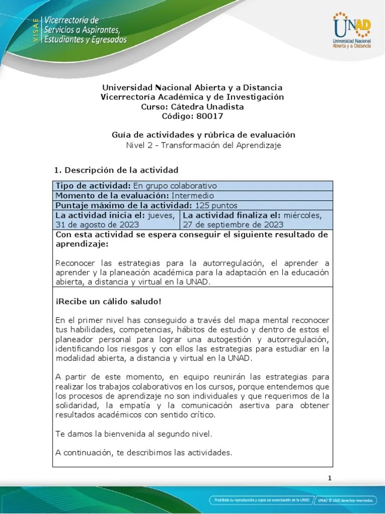 Guia De Actividades Y Rúbrica De Evaluación - Unidad 1 - Nivel 2 ...