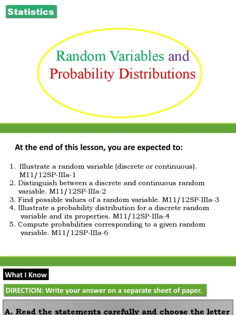 Random Variables | PDF | Probability Distribution | Random Variable