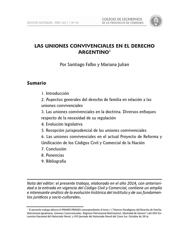 Uniones Convivenciales Doctrina | PDF | Matrimonio | Caso De Ley