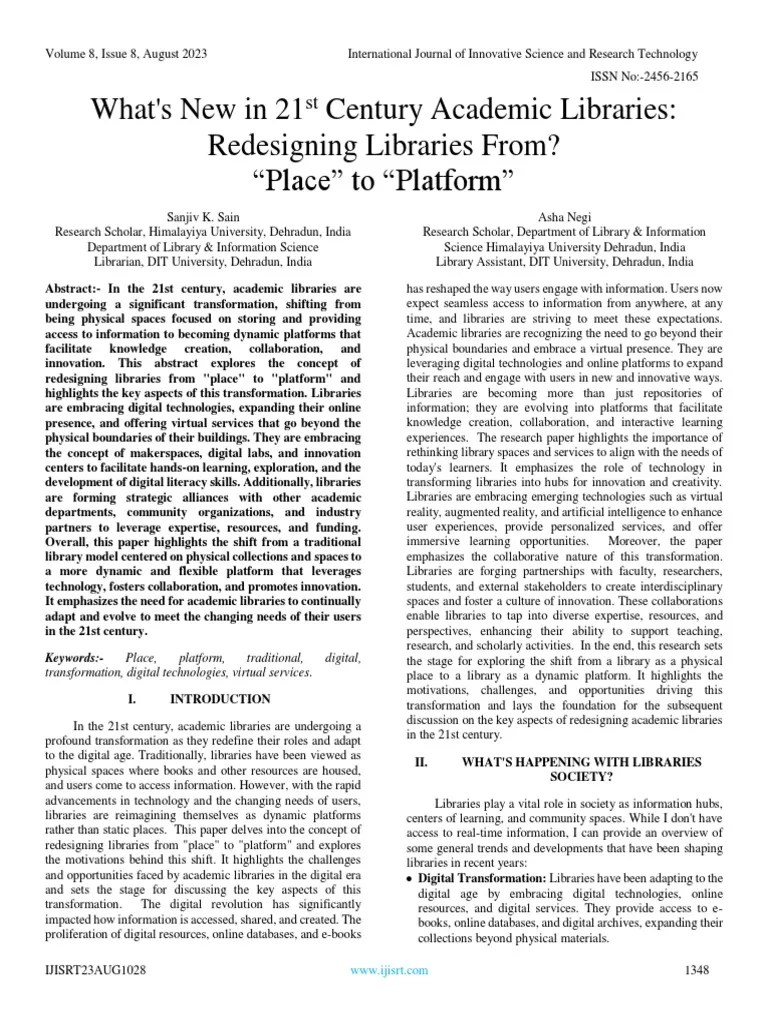 What's New In 21st Century Academic Libraries: Redesigning Libraries From? 