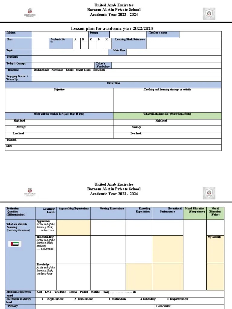 Lesson Plan 2023-2024 | Download Free PDF | Lesson Plan | Teachers