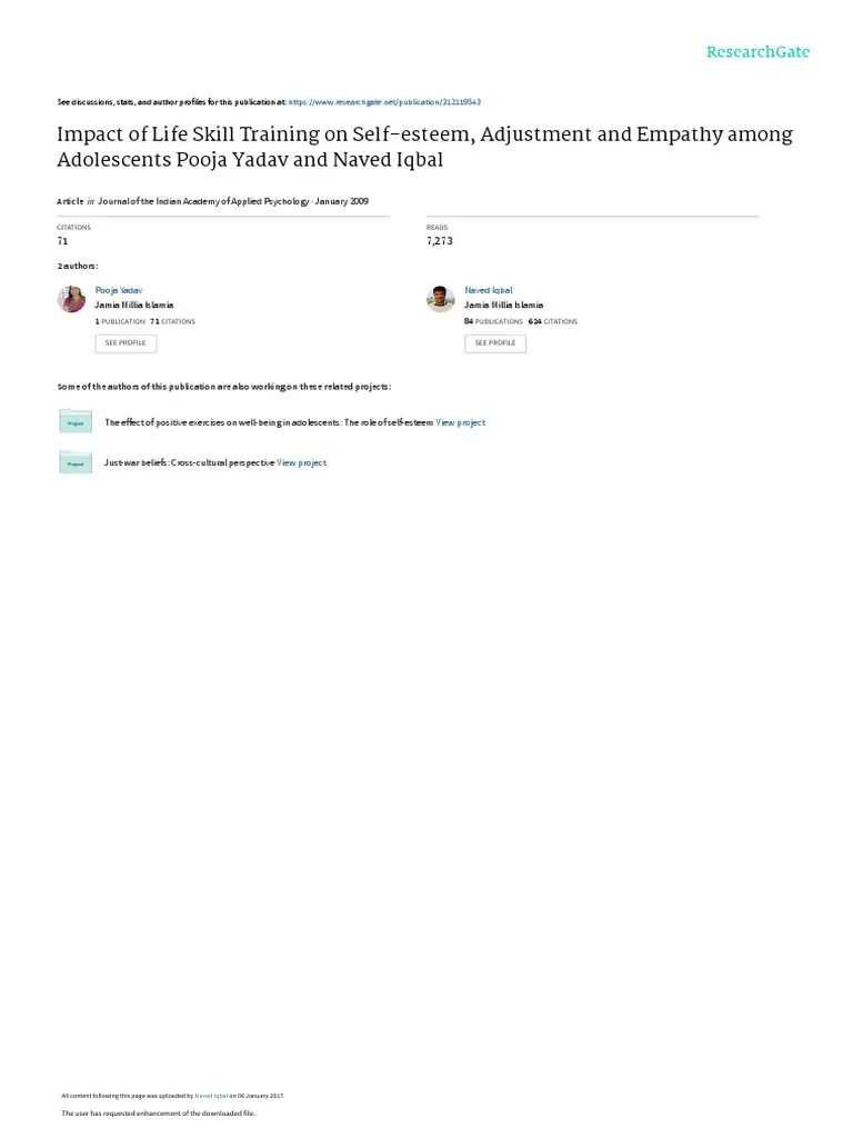 Life Skill | PDF | Adolescence | Self Esteem