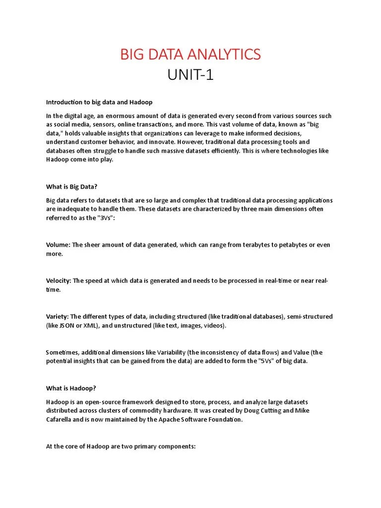 Big Data Analytics 1-5 | PDF | Apache Hadoop | Big Data