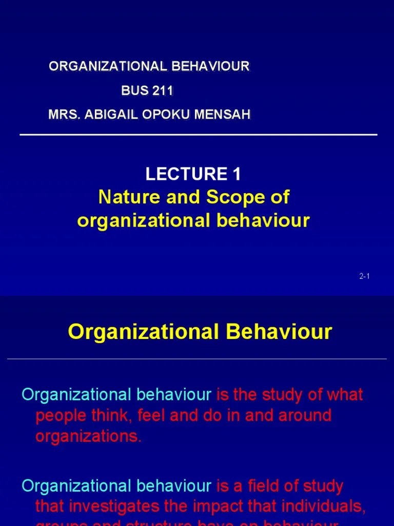 Nature And Scope Of Organizational Behaviour | PDF