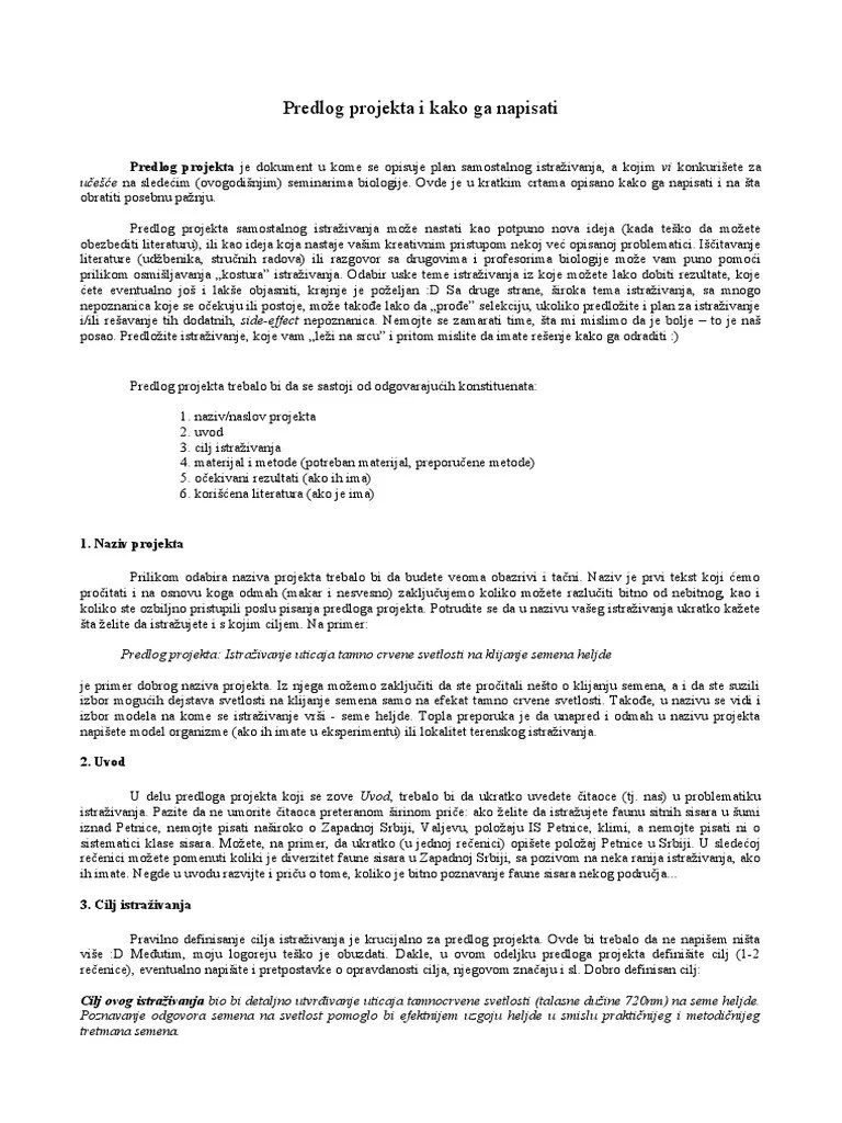 Pisanje Predloga Projekta | PDF