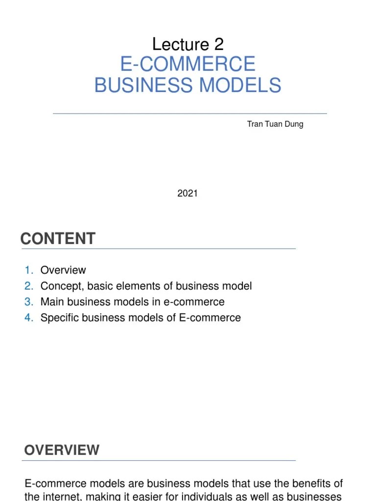 Lecture 23 - EC Business Models | PDF | E Commerce | Sales