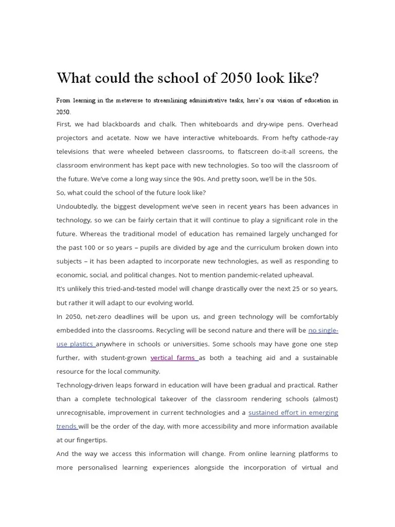 What Could The School Of 2050 Look Like | PDF | Augmented Reality | Artificial Intelligence