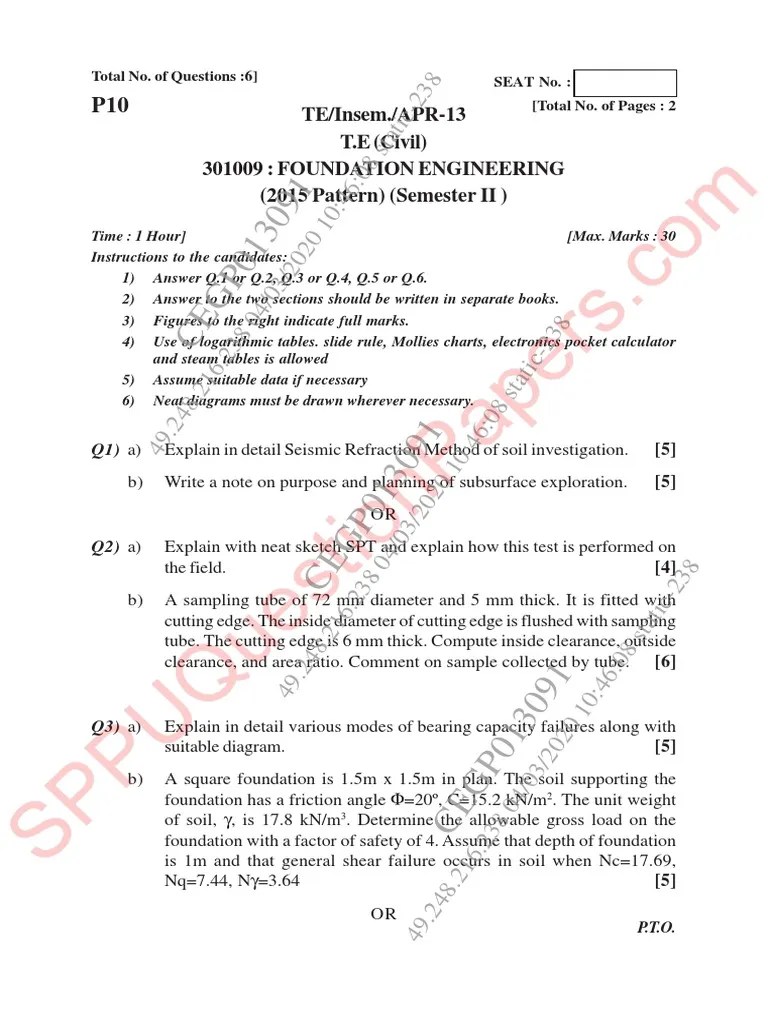 Be - Civil Engineering - Semester 6 - 2020 - March - Foundation ...